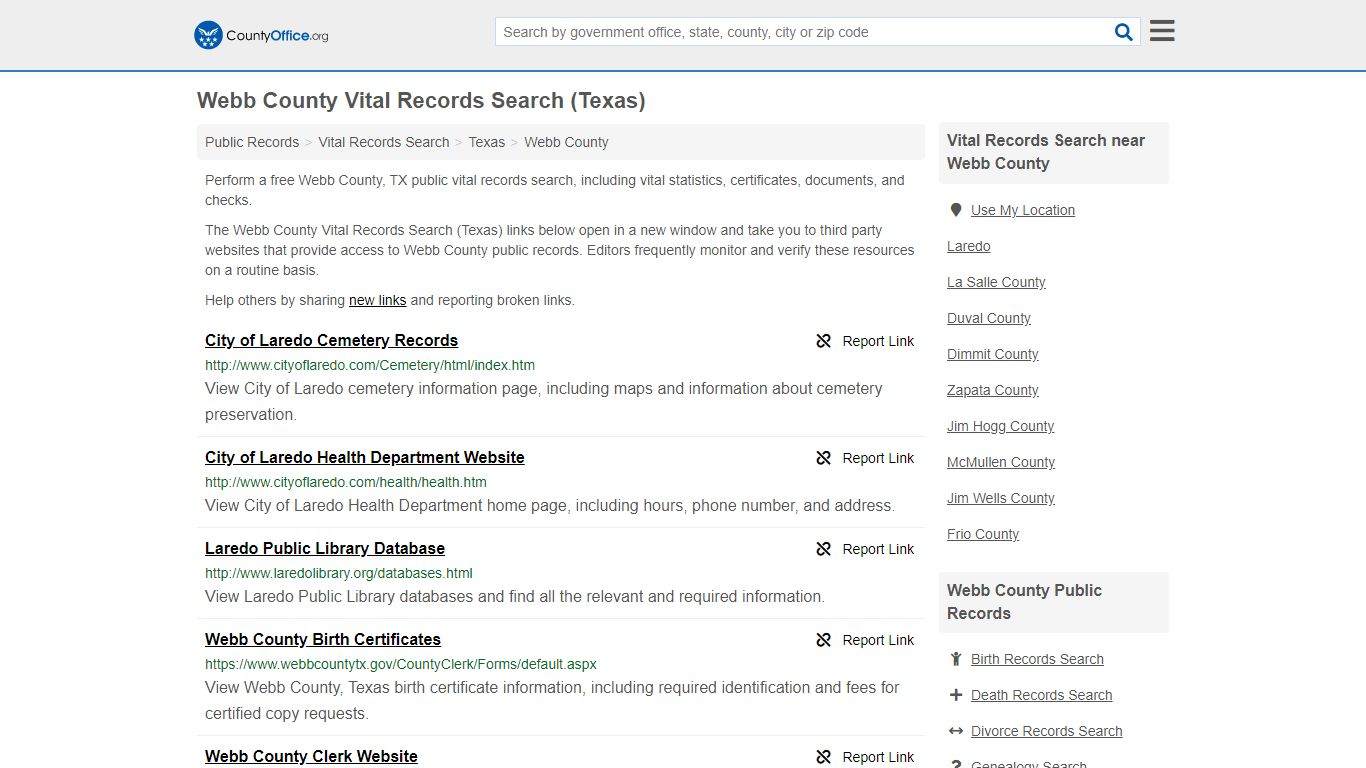 Vital Records Search - Webb County, TX (Birth, Death ...